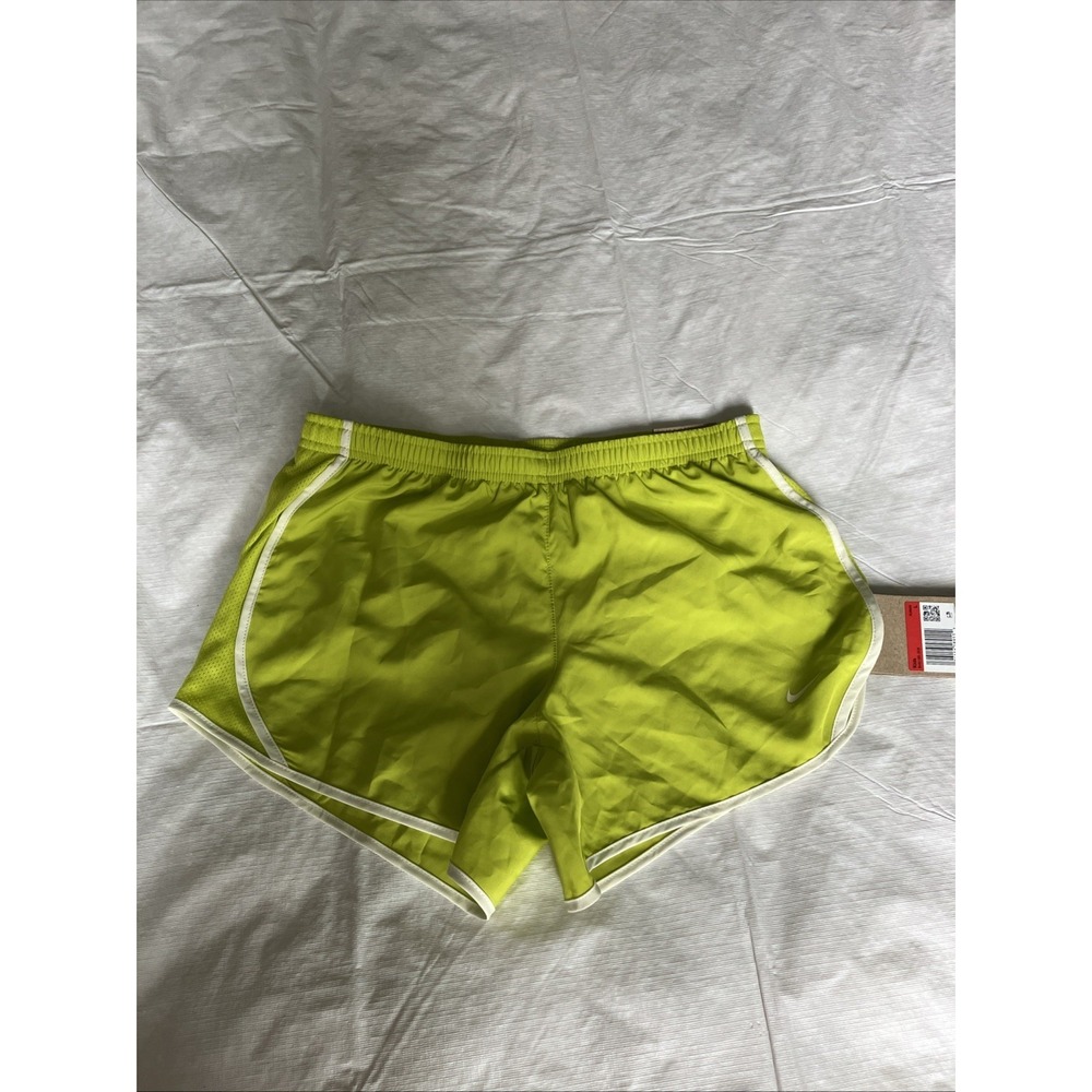 Nike Dry Tempo Girls Shorts Kids Size L Greenish Yellow White Running New